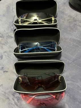 Athleta Men's Shield Sunglasses Set in Blue, Brown, Pink and Silver Accents